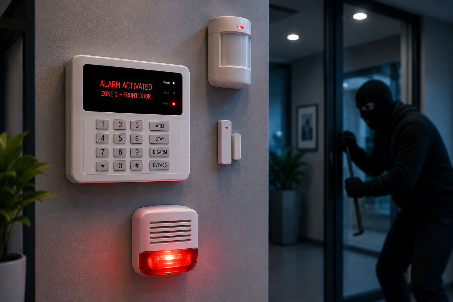 Modern commercial property protected by integrated anti-theft security technology